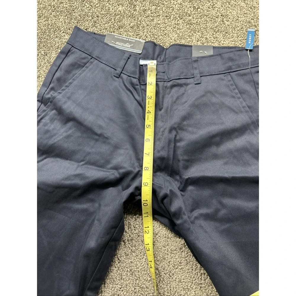 Nautica Boys School Uniform Pants 14 Husky Navy Blue Adjustable Waist N851055Q